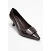 Prologue Shoes Marcia Buckle Pointed Toe Pump In Brown