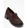 Prologue Shoes Marlon Woven Block Heel Loafer In Multi