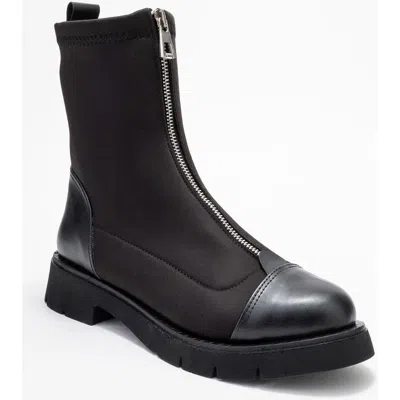 Prologue Shoes Martos Stretch Front Zip Ankle Boot In Black
