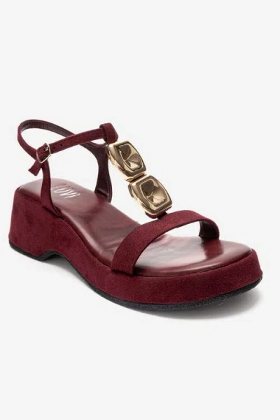Prologue Shoes Matt Platform Sandal In Burgundy