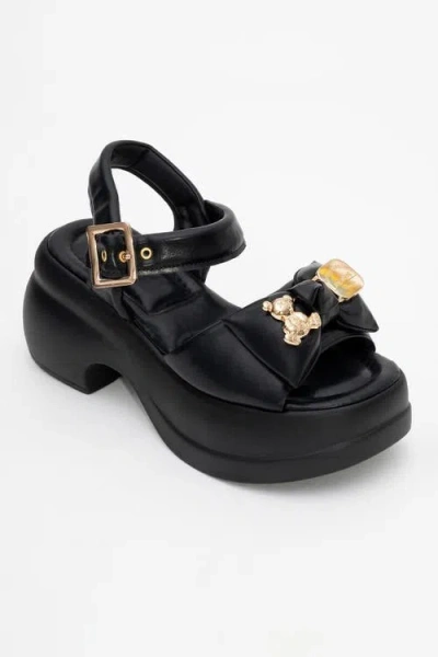 Prologue Shoes Merida Buckle Platform Sandal In Black