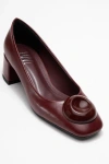 Prologue Shoes Mila Buckle Square Toe Block Heel Pump In Burgundy