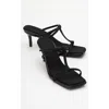 Prologue Shoes Mocha Strap Heel Sandal In Black