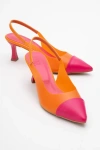 Prologue Shoes Moore Transparent Pointed Toe Pump In Orange