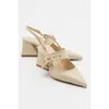 Prologue Shoes Nepido Pointed Toe Block Heel Pump In White