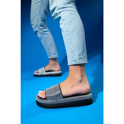 Prologue Shoes Oeste Rhinestone Platform Sandal In Black