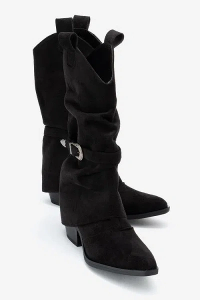 Prologue Shoes Okus Buckle Block Heel Boot In Black