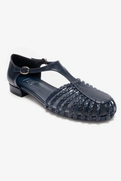 Prologue Shoes Onos Woven T Strap Sandal In Black