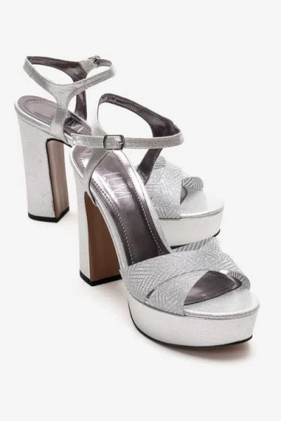 Prologue Shoes Orelion Platform High Heel Sandal In Silver