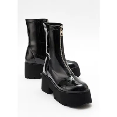 Prologue Shoes Ovil Platform Zip Boot In Black