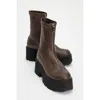 Prologue Shoes Ovil Platform Zip Boot In Brown