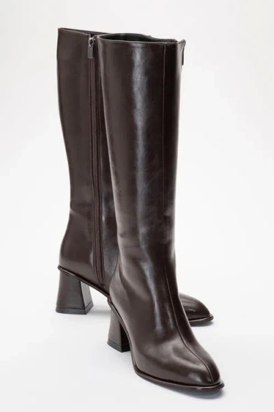 Prologue Shoes Paradis Block Heel Knee High Boot In Brown