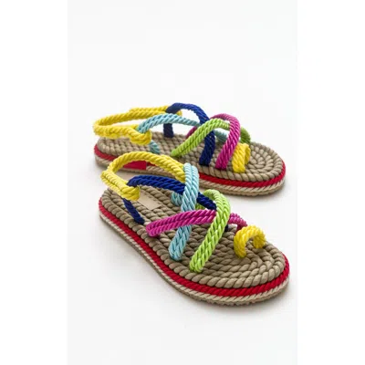 Prologue Shoes Poma Flat Sandal In Multi