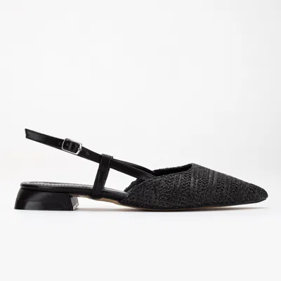 Prologue Shoes Riley Woven Slingback Flats In Black