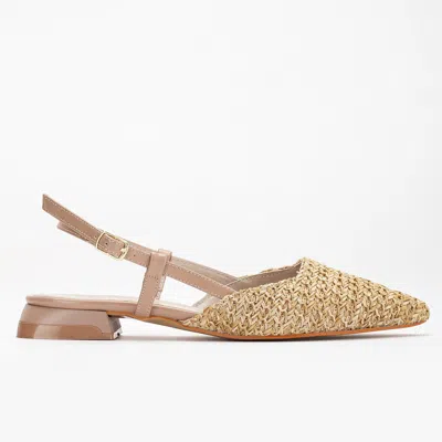 Prologue Shoes Riley Woven Slingback Flats In Brown