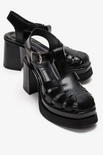 Prologue Shoes Rovena Platform Block Heel Sandal In Black