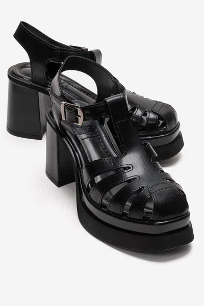 Prologue Shoes Rovena Platform Block Heel Sandal In Black