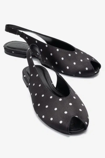 Prologue Shoes Serina Slingback Sandal In Black Polka Dot