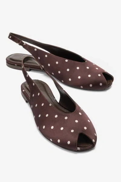 Prologue Shoes Serina Slingback Sandal In Brown Polka Dot
