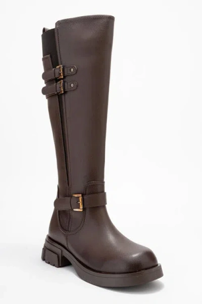Prologue Shoes Sia Knee High Boot In Brown