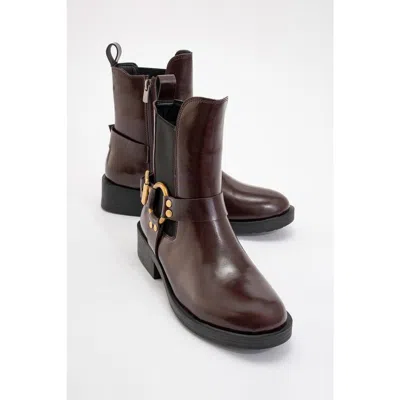 Prologue Shoes Stone Buckled Zip Ankle Boot In Multi