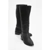 Prologue Shoes Svetlo Back Zip Knee High Boot In Black