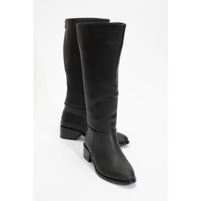 Prologue Shoes Svetlo Back Zip Knee High Boot In Black
