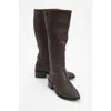 Prologue Shoes Svetlo Back Zip Knee High Boot In Brown