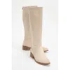 Prologue Shoes Svetlo Back Zip Knee High Boot In Neutral