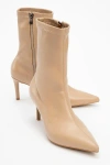 Prologue Shoes Thalin Zip Stiletto Boot In Nude