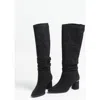 Prologue Shoes Vianella Block Heel Knee High Boot In Animal Print