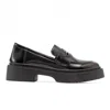 Prologue Shoes Women's Josie - Black Patent Platform Loafers In Black