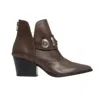 Prologue Shoes Kenda Buckle Block Heel Boot In Brown