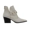 Prologue Shoes Kenda Buckle Block Heel Boot In Silver
