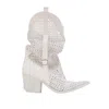Prologue Shoes Women's Larry White Elasticated Block Heel Boot In White