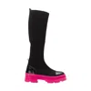 Prologue Shoes Women's Pink Bella Black & Fuchsia Scuba Boot In Pink