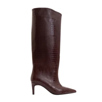 PROLOGUE SHOES WOMEN'S RED CASSANDRA BURGUNDY PATTERN HIGH HEEL BOOT