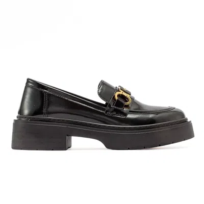 Prologue Shoes Women's Simone - Black Patent Bit Platform Loafers