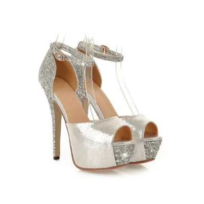 Prom Shoes Wedding Glitter High Heels Platform Bridal Shoes In Animal Print
