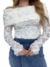 Promesa 3d Floral Off The Shoulder Sheer Top In Ivory In Multi