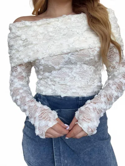 Promesa 3d Floral Off The Shoulder Sheer Top In Ivory In Multi