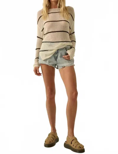 Promesa Ally Oversized Striped Sweater In White & Black In Neutral