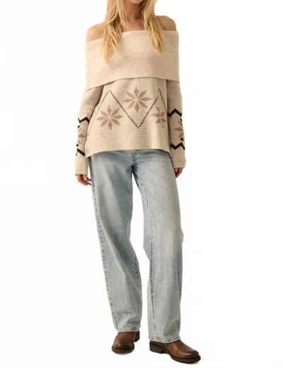 Promesa Alpine Knit Off Shoulder Foldover Sweater In Oatmeal In Neutral