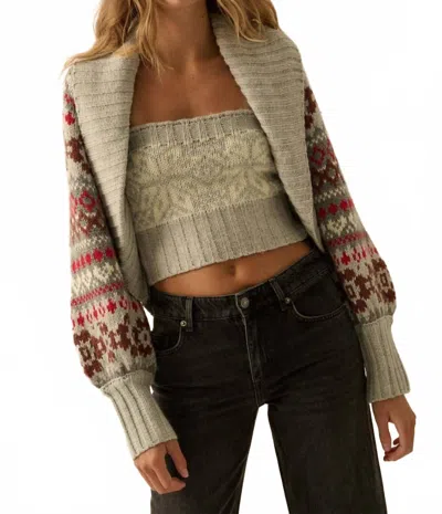 Promesa Alpine-knit Shrug Cardigan And Tube Top Set In Heather Grey