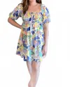 Promesa Anne Mini Dress In Cream-violet Blue In Multi