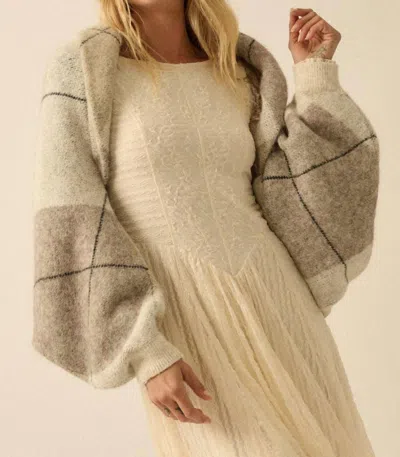 Promesa Argyle Knit Shrug Cardigan In Oatmeal In Neutral