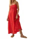 Promesa Beautiful Energy Lace-inset High-waist Maxi Dress In Coral Red In Red