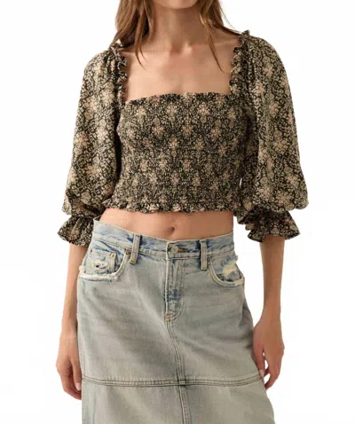 Promesa Bella Cropped Puff Sleeve Top In Black