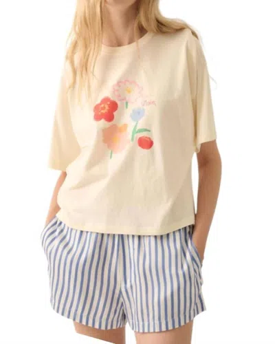 Promesa Best Wishes Flower Garment-washed Graphic Tee In Vanilla In White
