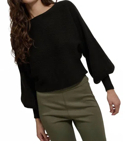 Promesa Bishop Rib Knit Sweater In Black